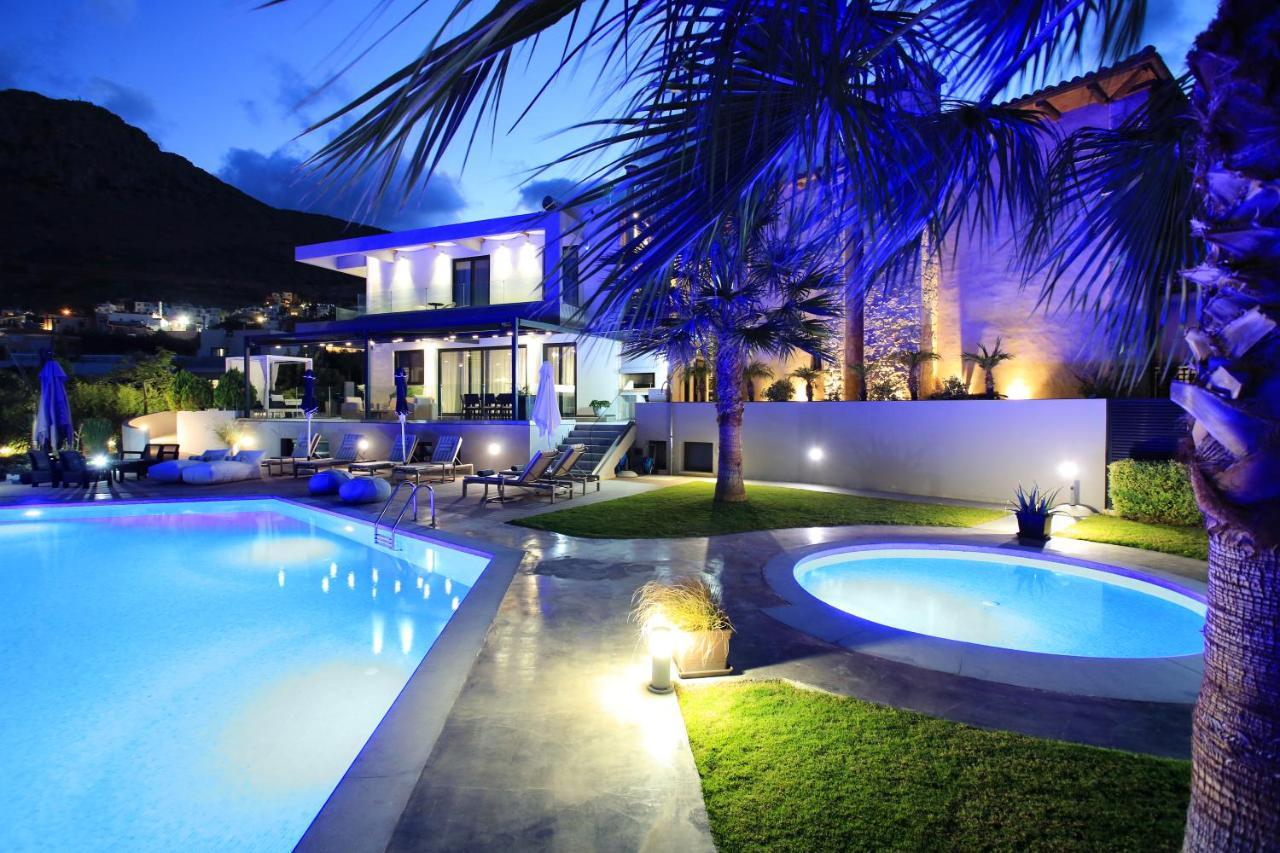 Orama Luxury Villa 4 Bedrooms With Private Pool ヘルソニソス エクステリア 写真